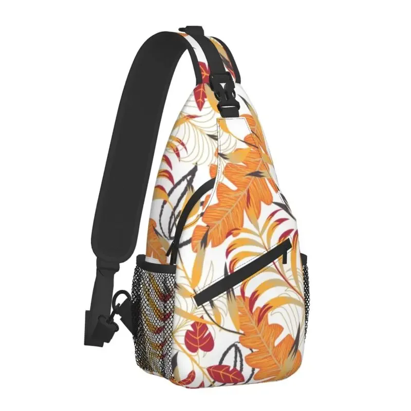 Colors Tropical Plants Sling Crossbody Backpack Men Hawaiian Paradise Summer Leaves Chest Shoulder Bag for Traveling Daypack