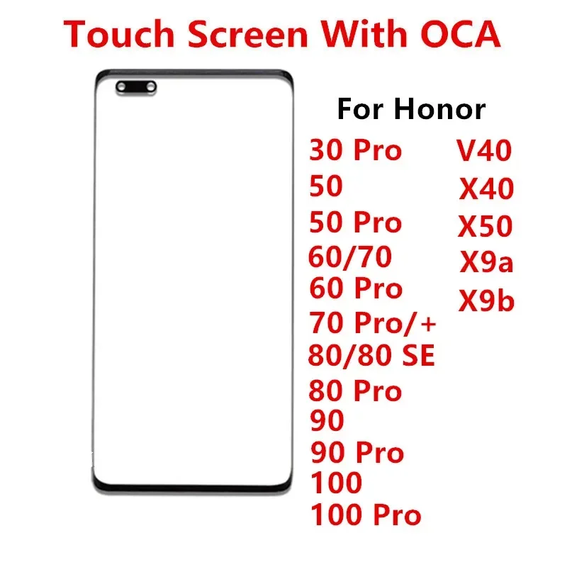 Outer Screen For Huawei Honor 100 90 80 Pro SE 50 60 70 Plus X9a X40 X50 X9b Touch Panel LCD Front Glass Cover Repair Part   OCA