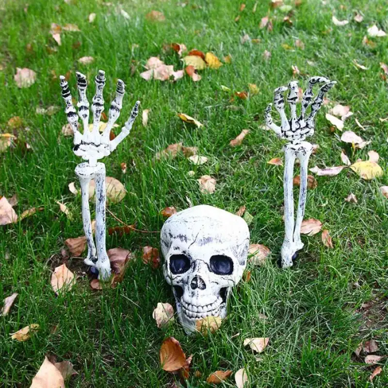 Halloween Realistic Skull Hand Arm Party Home Garden Lawn Decor Outdoor Party Spooky Yard Horror Skeleton Arm Decoration Props