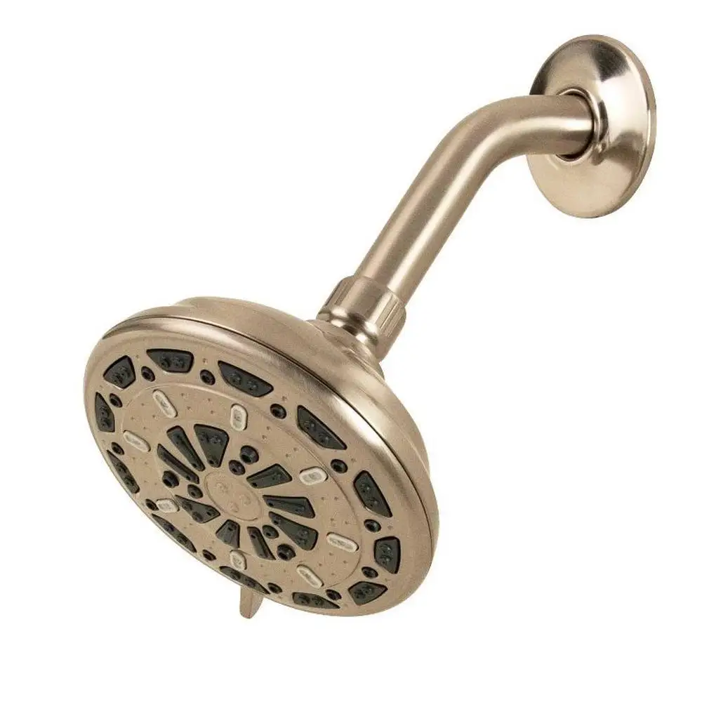 

3-Spray Fixed Shower Head Brushed Nickel WaterSense Certified Easy Install Wide Full Jet