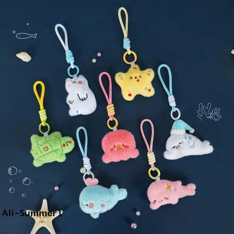 سلسلة مفاتيح لطيفة على شكل حيوانات بحرية كرتونية، إكسسوارات زينة ظريفة على شكل أخطبوط ودولفين، هدية مثالية