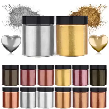 50g Shimmer Metallic Gold Silver Color Pigment Pearlescent Colorant Pearl Pigment Dye UV…