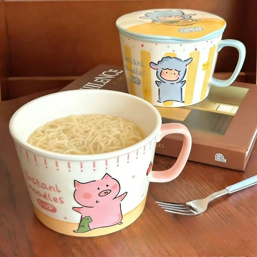 

Lamb Instant Noodle Bowl with Lid Dormitory Students' High-value Noodle Bowls, Microwave Rice,Canteen Cooking,Special Tableware