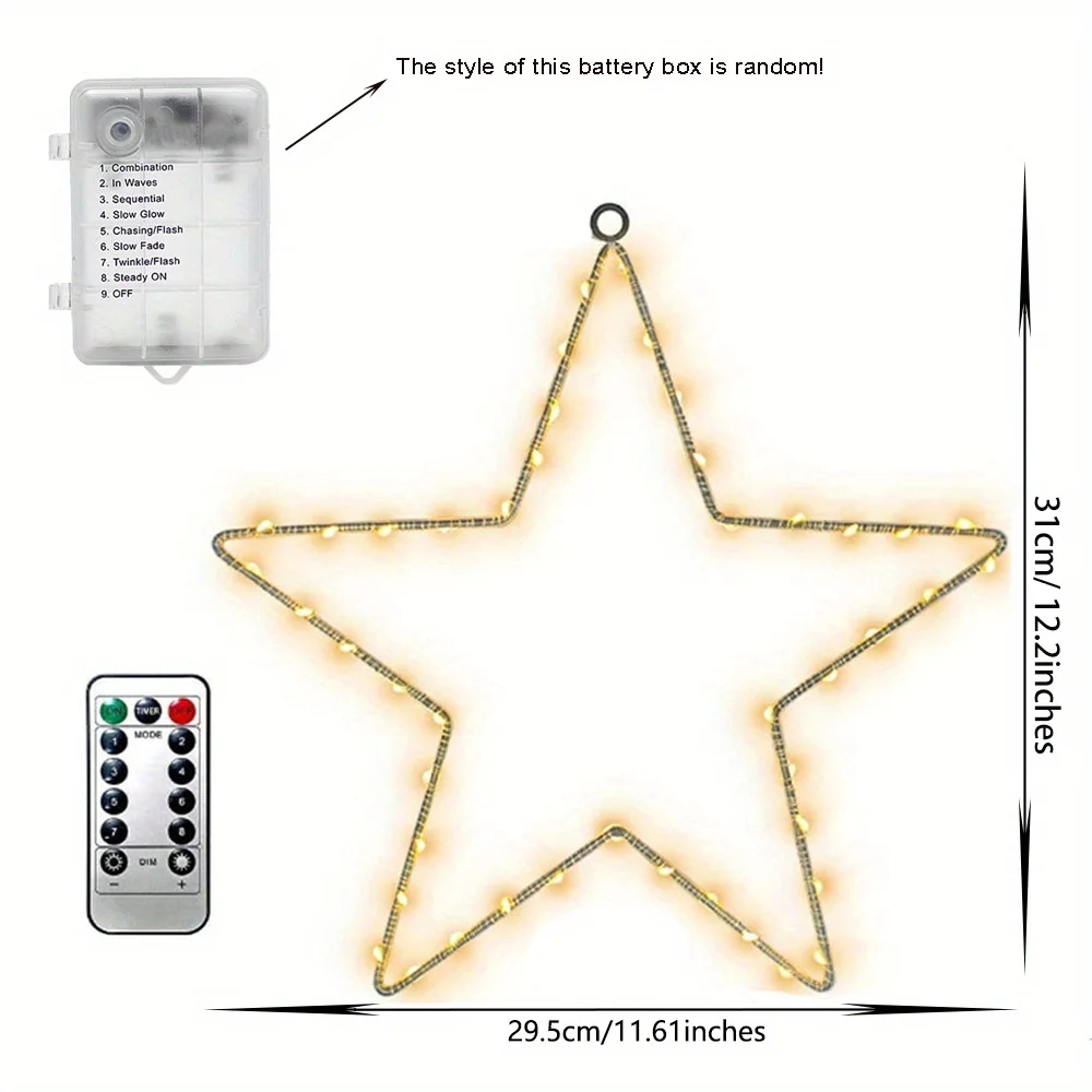1pc LED Star Fairy Lights, 8 Modes & Auto Timer, Five-pointed Star String Lights, Holiday String Lights, Not Included Battery