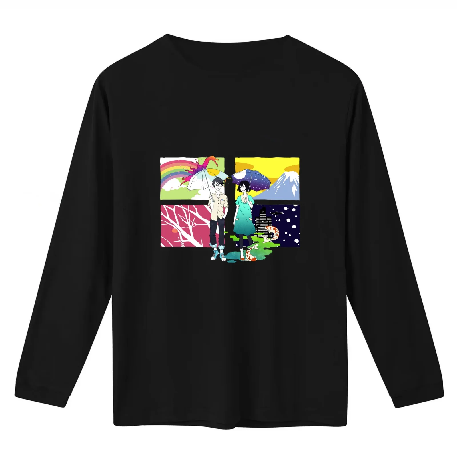 The Tatami Galaxy- Protagonist and Akashi T-Shirt Summer Casual Cotton Tee Oversized Streetwear Tops Vintage Graphic Print