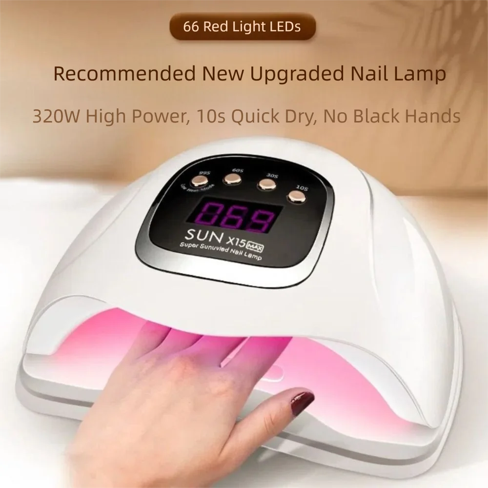 SUNX15MAX 320 W Gel Nageldroger 66 UV LED 10 sec Gel Kleurendroger Digitaal Display UV LED Nageldroger Professioneel gebruik