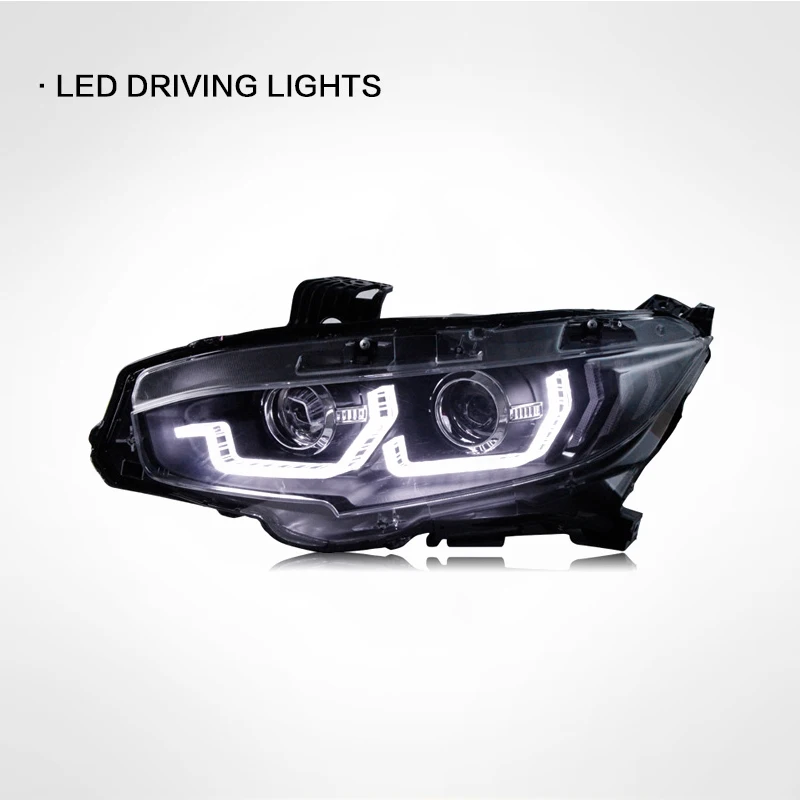 Car Headlights for 10-Generation Civic 2016-2021 Headlight Assembly Retrofitted LED Day Light Double Xenon Lamp