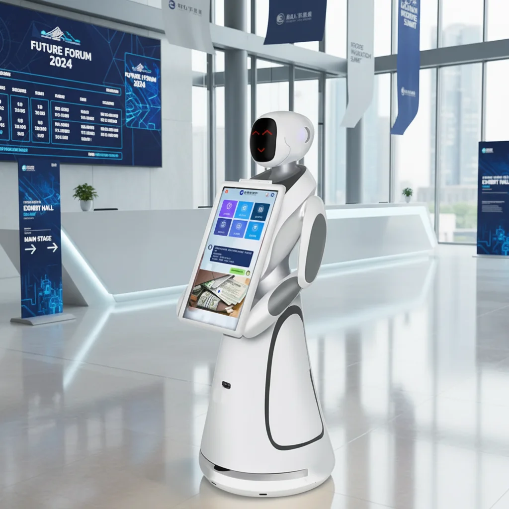 Custom Professional Welcome Robot with Large Touchscreen Auto Obstacle Avoidance Reception Robot for Business Halls