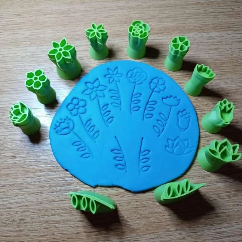 Mini-Blumenstempelset für Ton und Backen, Prägewerkzeuge für Kekse und Töpferwaren