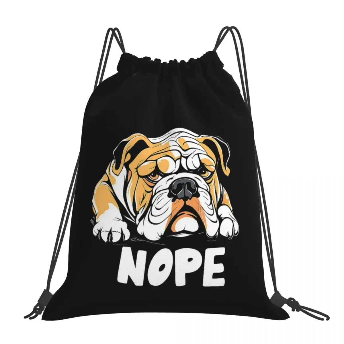 

Lazy English Bulldog - Heavy Eyes Backpacks Drawstring Bags Drawstring Bundle Pocket Shoes Bag BookBag For Travel Students