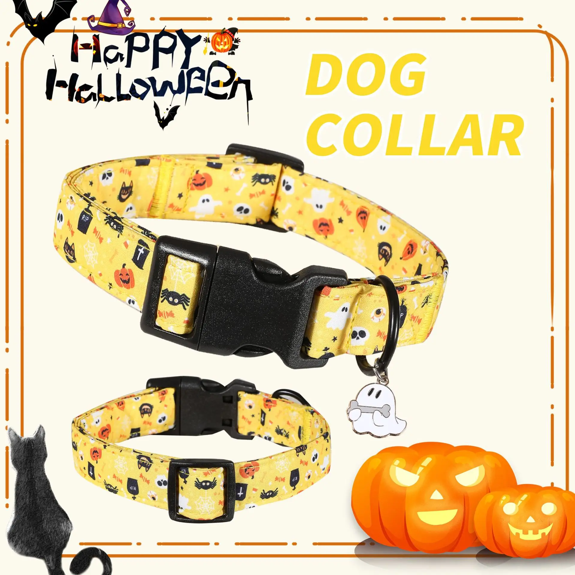 Halloween-Hundehalsbänder: Anti-Biss-Halsabdeckungen und spezielle Halsketten für unterwegs – für große, mittlere und kleine Hunde sowie Katzen – Detail 21