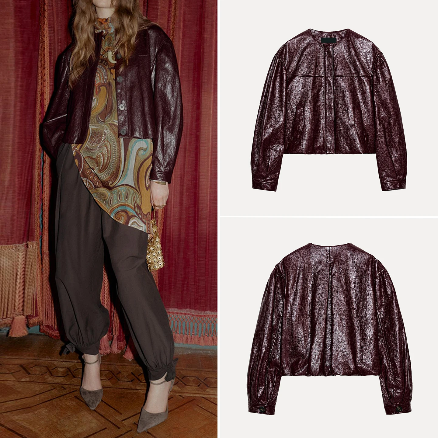 

Faionable round Ne Long Sve Pilot Jaet Women's Casual Loose Fit ort Coat Autumn 2025 Z Brand