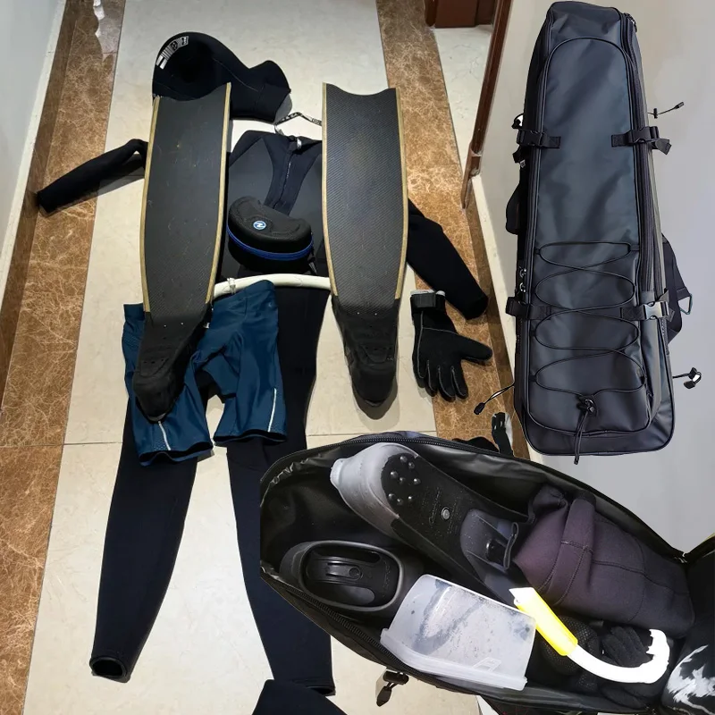 45L wasserdichter Tauchrucksack, Unisex-Tauchflossen-Tasche, aus wasserdichtem Stoff, geeignet zum Schnorcheln, Flossen, Masken und Ausrüstung – Detail 7