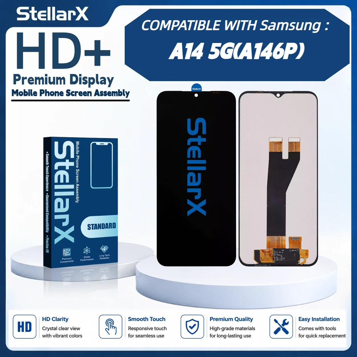 StellarX HD+ High Resolution Display Screen Replacement for Samsung A14 5G LCD Assembly Without Frame with free tools