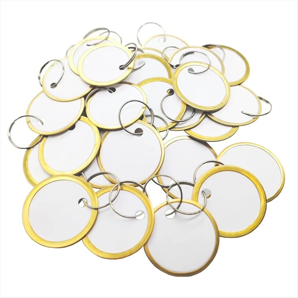 Eco-friendly 180PCS Metal Rim Tags Key Tags Round Paper Tags with Metal Rings for Car Keys and Door Keys, White & Gold