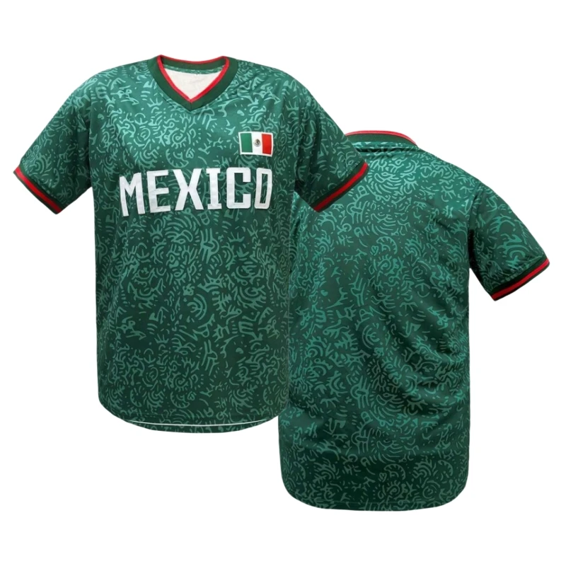 

Men's Mexico Football Jersey Family Matching Letter Print Breathable Quick Dry Loose Fit Sports Training Match Uniform Shirt