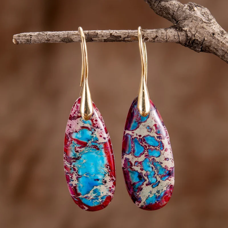 B&F Bohemian Emperor Stone Drop Pendant Earrings