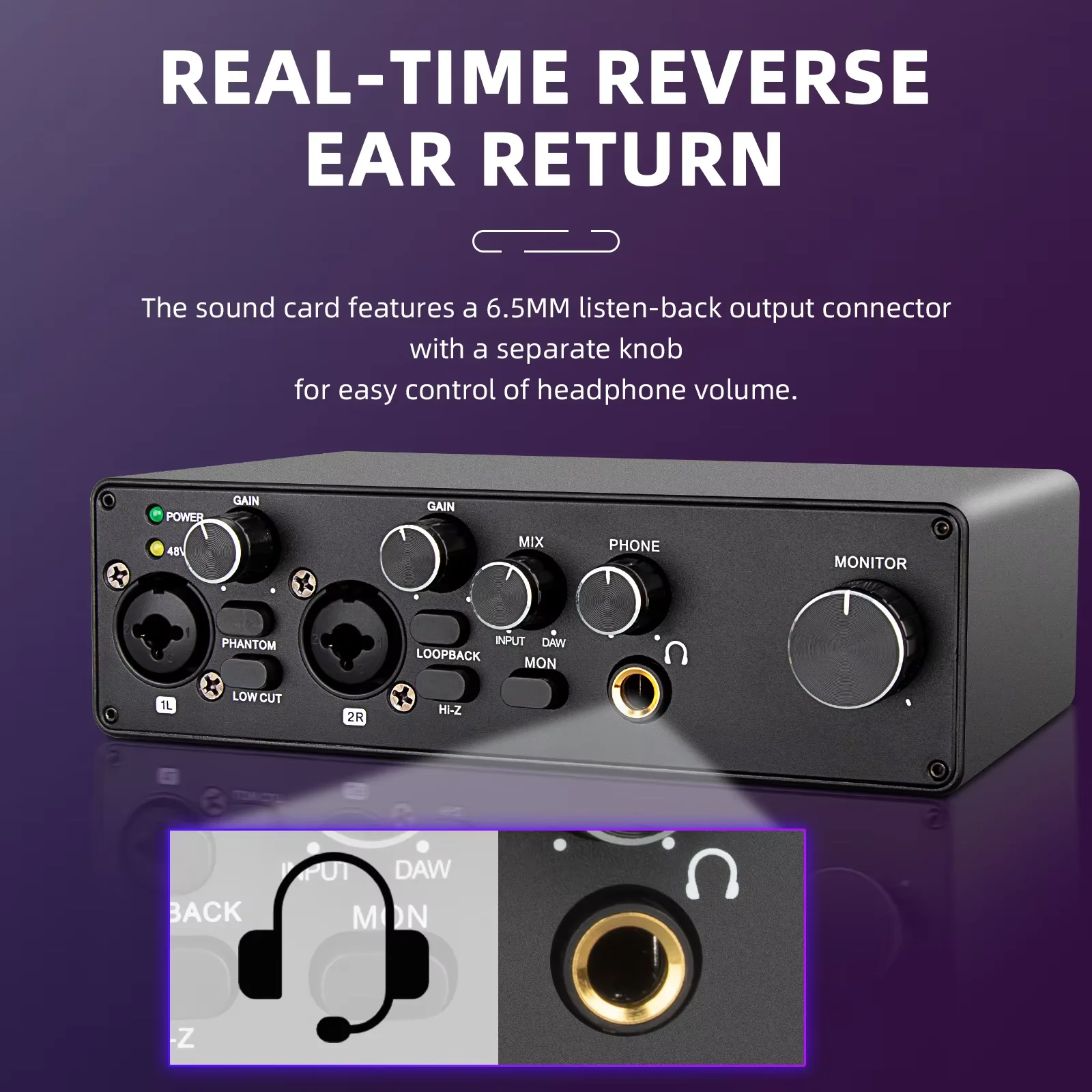 MQ22 Professional ASIO 2-Channel USB Audio Interface Mic Preamplifier Sound Card Low Latency For Live Recording Studio