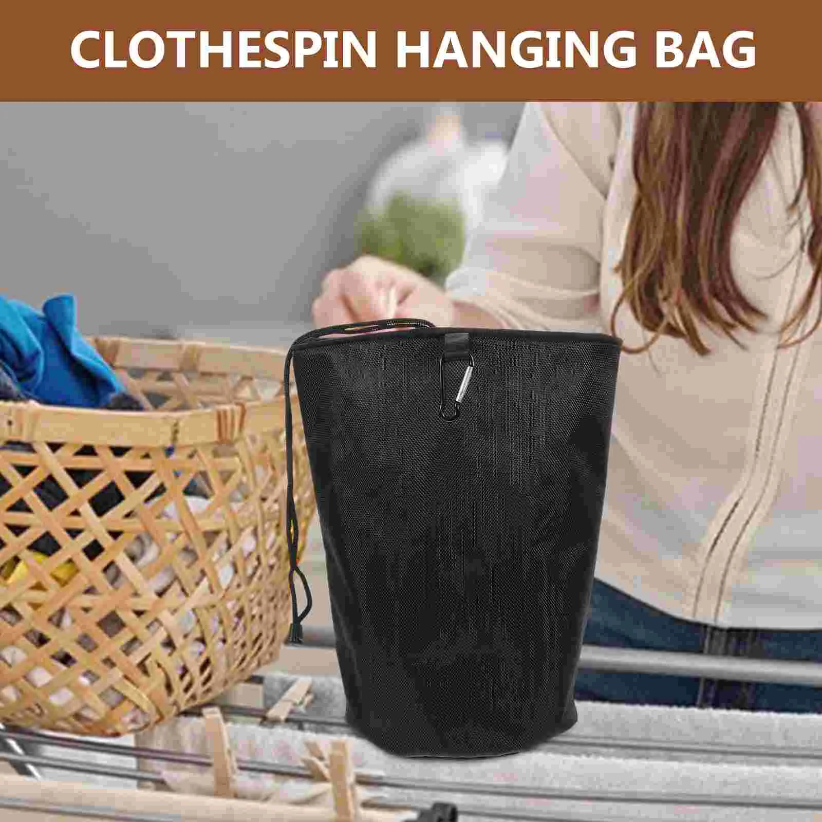 Clip Ins Storage Bag With Hook Clothespin Beam Port Drawstring Basket Hanging 600d Oxford