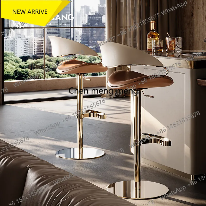 G153 Italian light luxury bar chair Modern simple high chair Household lifting leather stool Front desk island chair