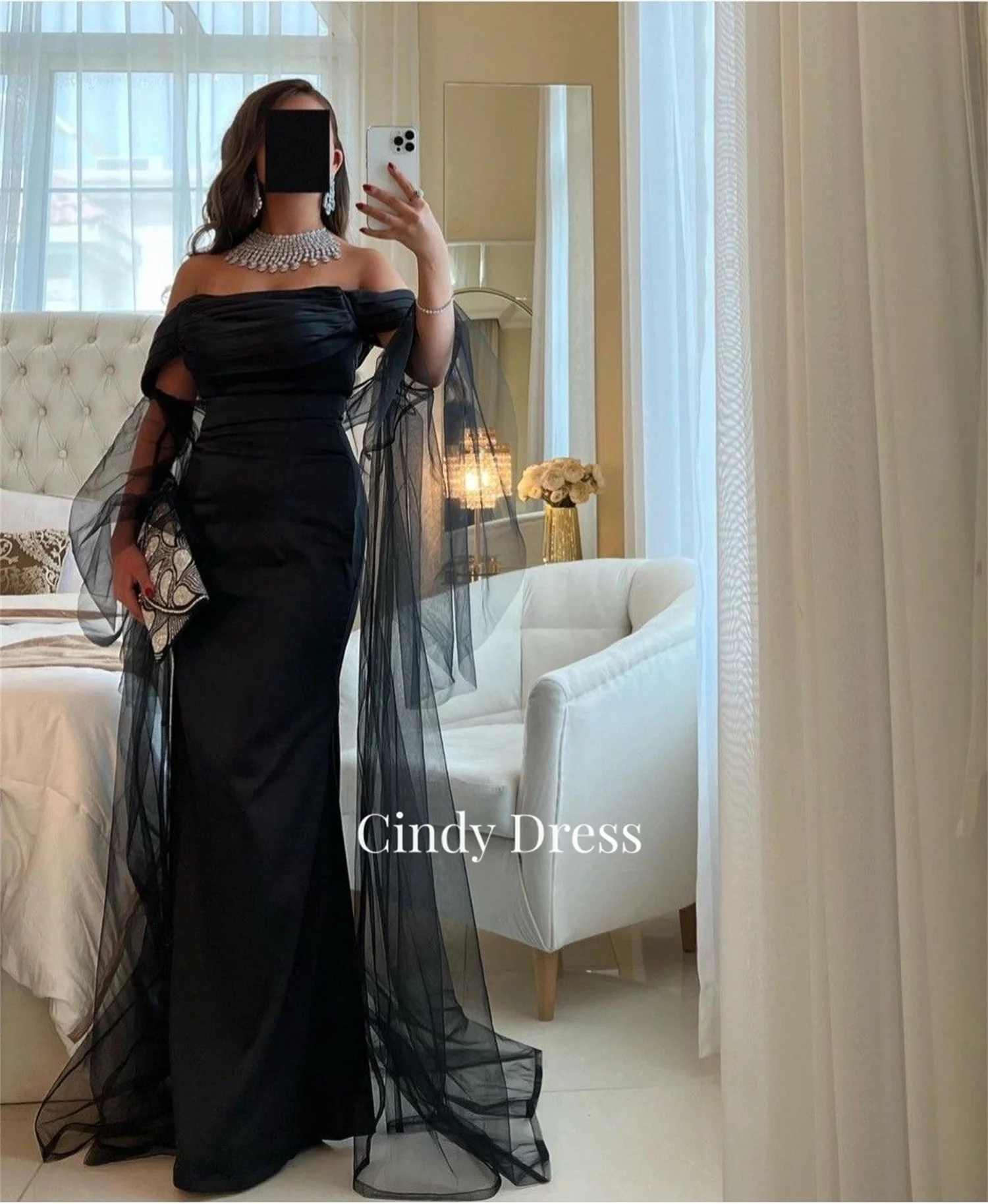 Cindy Off the Shoulders Grace Black Satin Evening Dresses for Special Occasions Wedding Dress Es Ball Gowns Happy Sharon. Prom