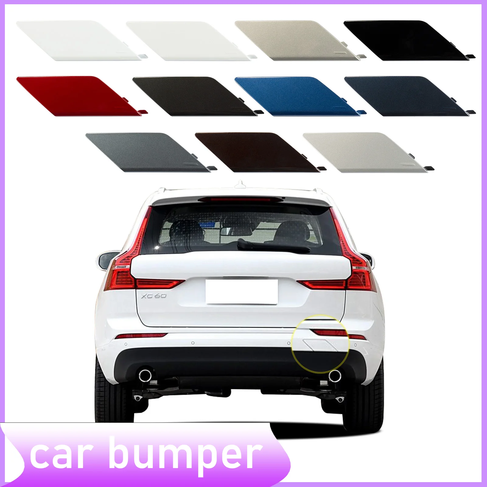 

Rear Bumper Tow Hook Cap Towing Eye Cover For VOLVO XC60 2018-2021 31449210 398490342 Right Passenger Side