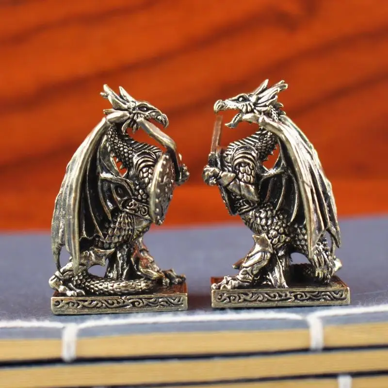 New Pure Brass Dragon Warrior Statue Desktop Ornament, European Mythology Griffin Ornament, Retro Home Feng Shui Decoration
