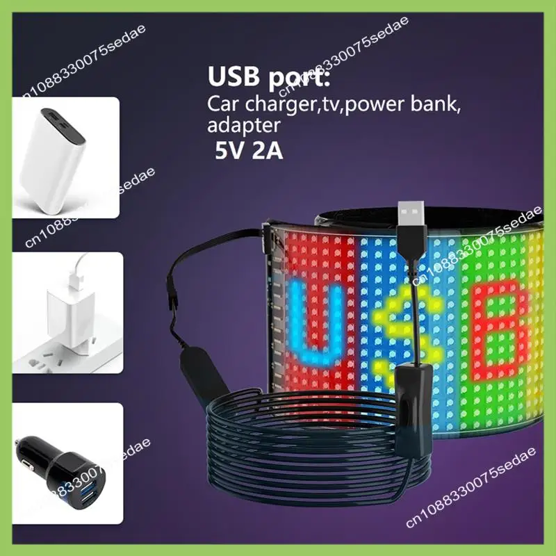 Y19A Светодиодная пиксельная панель, USB 5 В Гибкий светодиодный модуль RGB Прокрутка текстовой анимации Дисплей, приложение Bluetooth, 16X32 светодиодов 7X17 см Простая установка