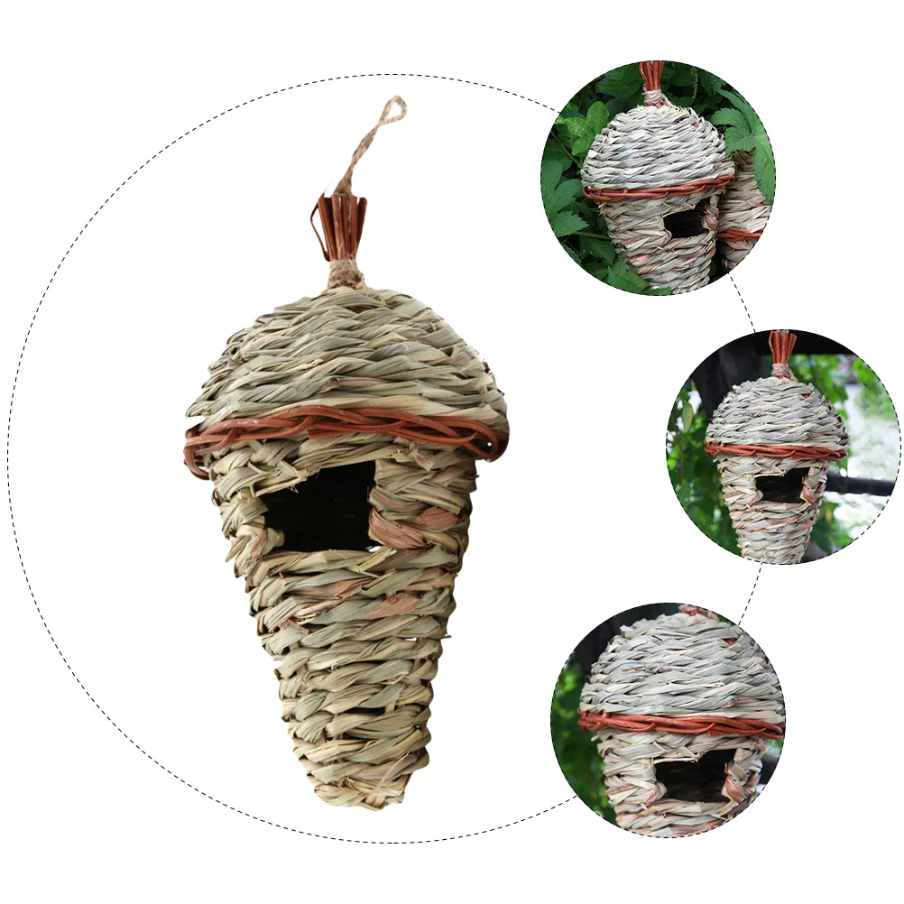 

1pc Handmade Reed Grass Eco-Friendly Decorative Hanging Nest For Garden Yard Outdoor Scene Lightweight Bird Shelter Weaving Nest