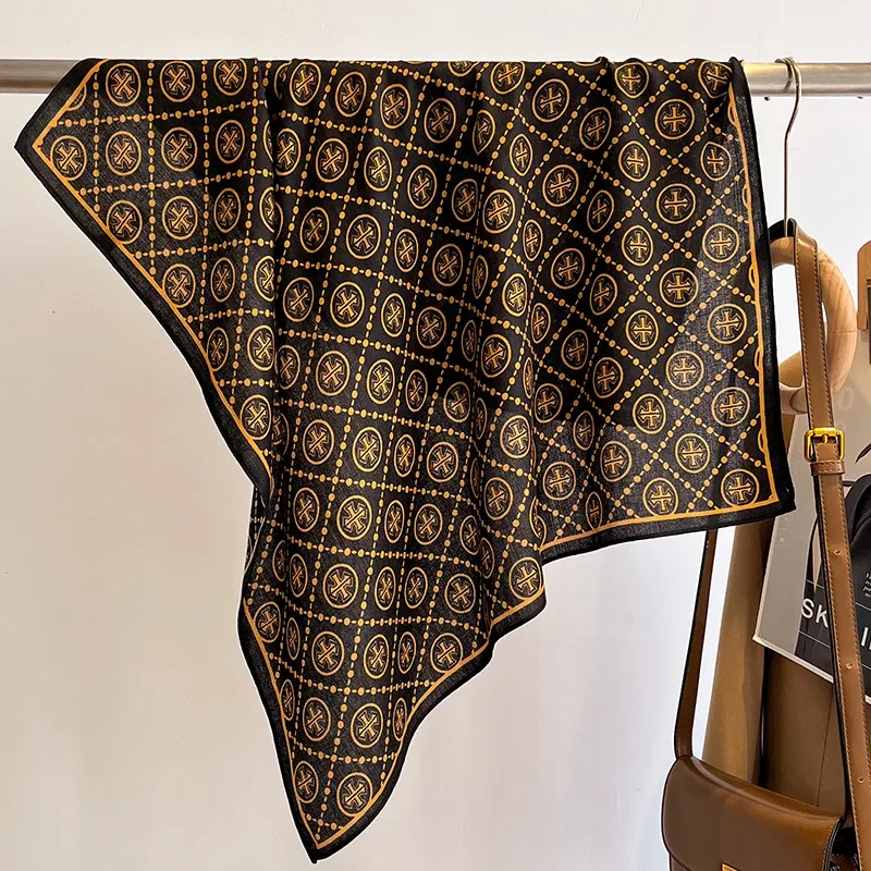 الفاخرة الهندسة طباعة المخملية ساحة الشعر وشاح للنساء لينة رئيس الحجاب مكتب رباطات للرقبة منديل الإناث عقال منديل #1