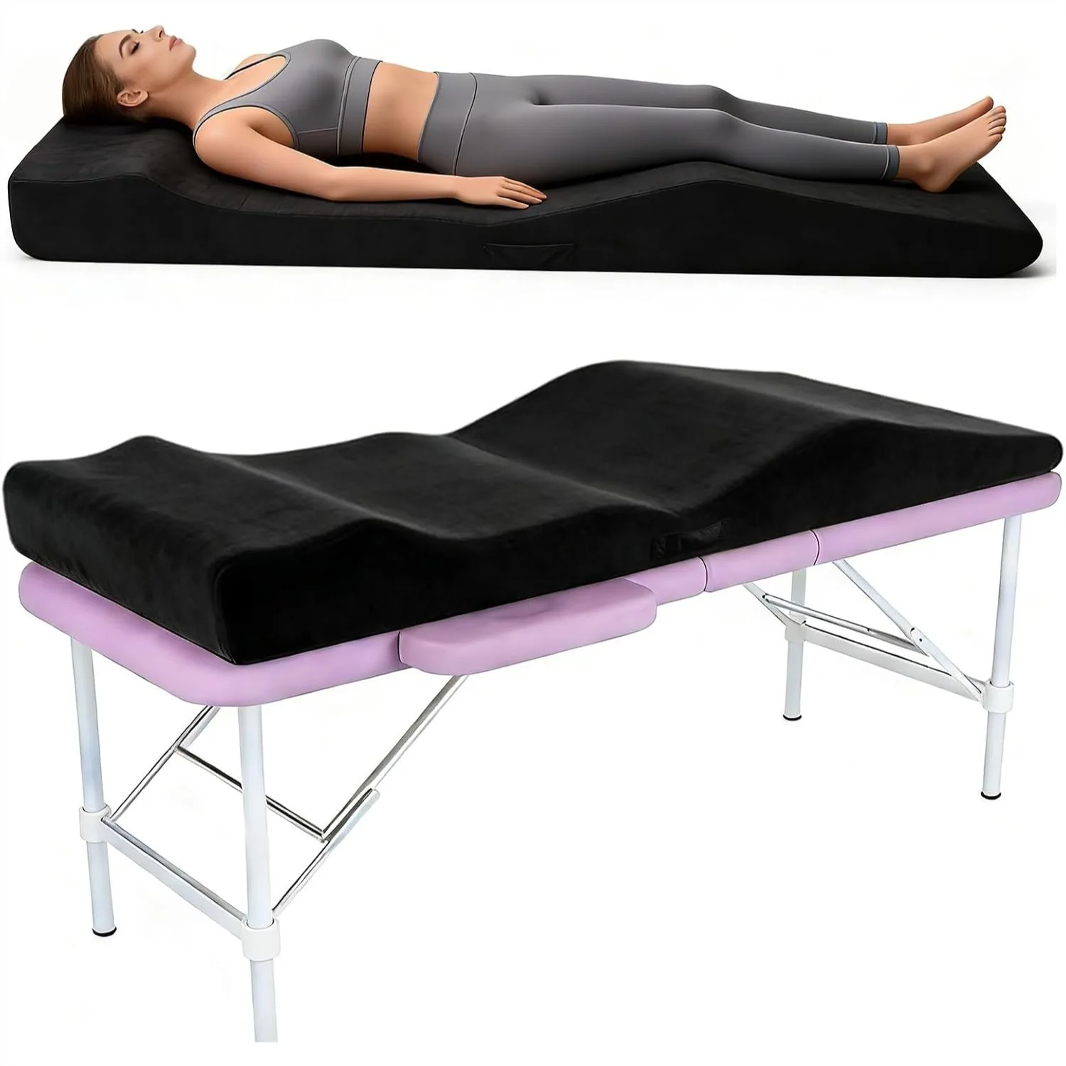 

Ergonomic Curvy Lash Bed Topper with Memory Foam and Removable Cover for Spa