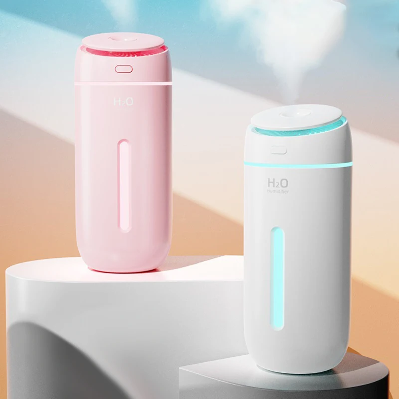 

White/Pink Mini Car Humidifier Air Freshener with LED Light for Car Home Office Essential Oil Aromatherapy Diffuser Purifier