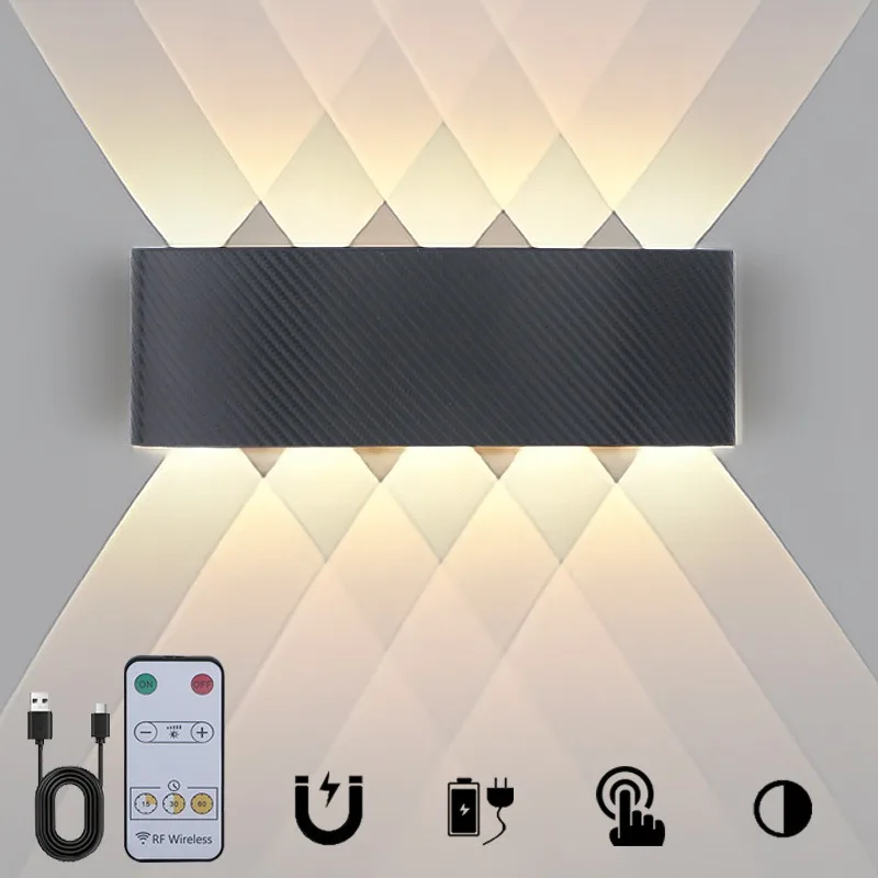Remote Control Wall Light Magnetic Rechargeable Bedside Spotlight No Drilling Wires LED Wall Lamps for Living Room Bedroom