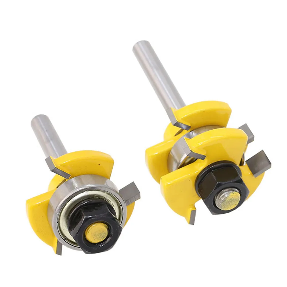 Boost Your Woodworking Skills with 2PCS Tshape Tongue & Groove Router Bit Set, Industrial Quality, Solid Hardened Steel