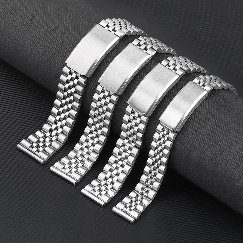 Universal Watch Strap 12mm 14mm 16mm 18mm 20mm 22mm Stainless Steel Watch Band Men Women Bracelet Folding Buckle Loop Wristbelts