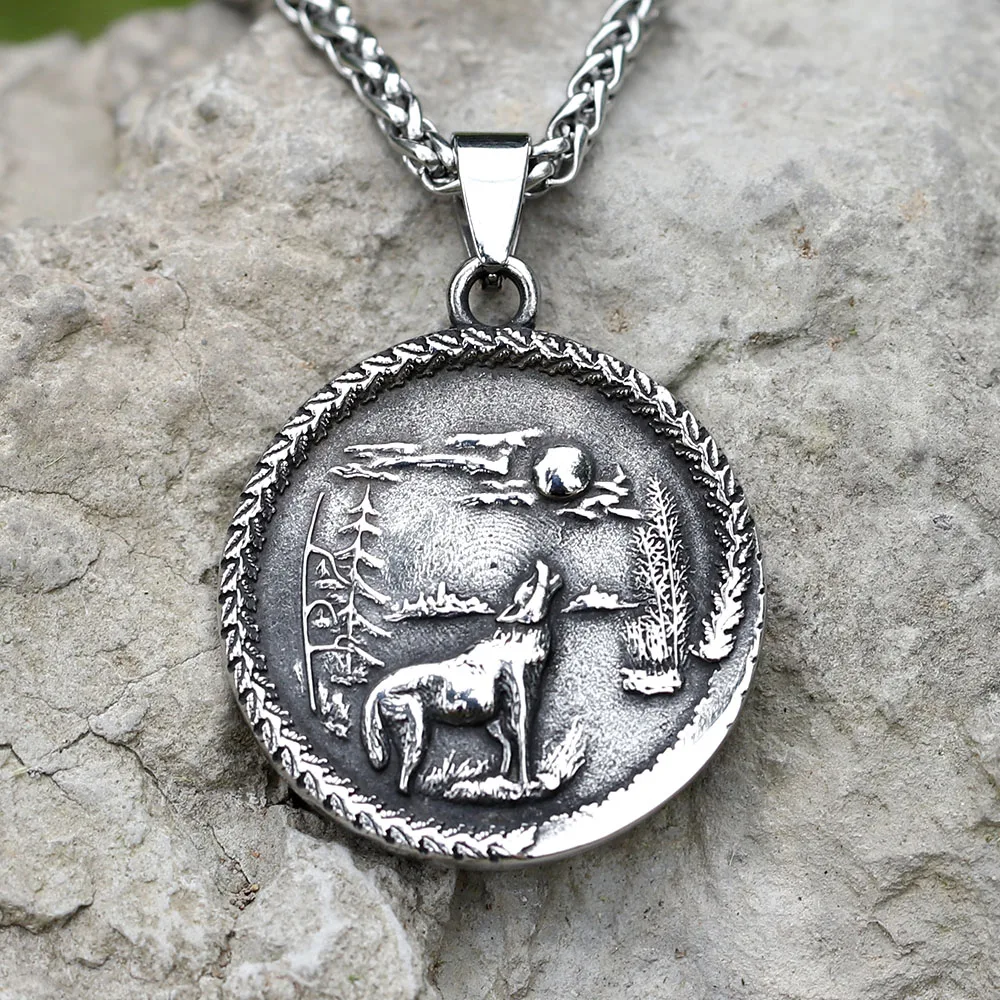 2025 NEUE Herren-Halskette mit Wikinger-Wolf-Amulett-Anhänger aus 316L-Edelstahl für Teenager, Tier-Modeschmuck, Geschenk, kostenloser Versand