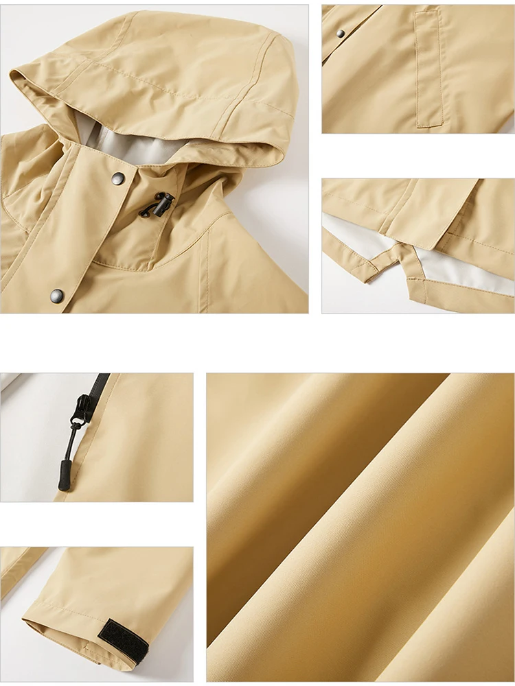 Lightweight Raincoat Women Waterproof Long Rain Coat Jacket Zip Pocket