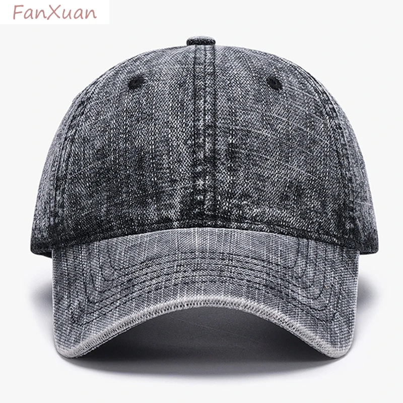 

denim baseball cap for men black grey navy spring summer caps cotton good quality soft top casual hats