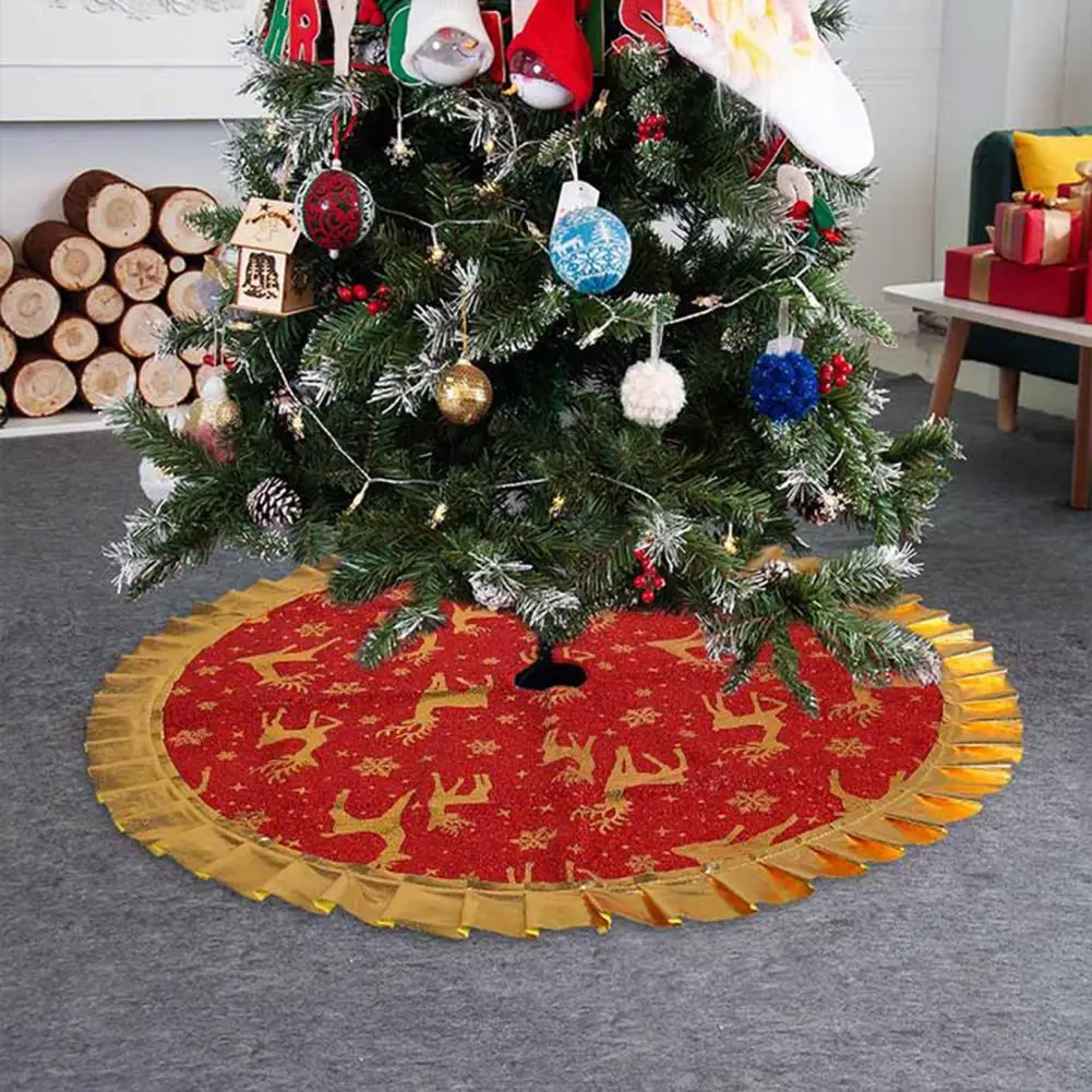 

Unique Holiday Decoration Exquisite Cartoon Snowflake Elk Christmas Tree Skirt Festive Holiday Decoration for Merry Christmas