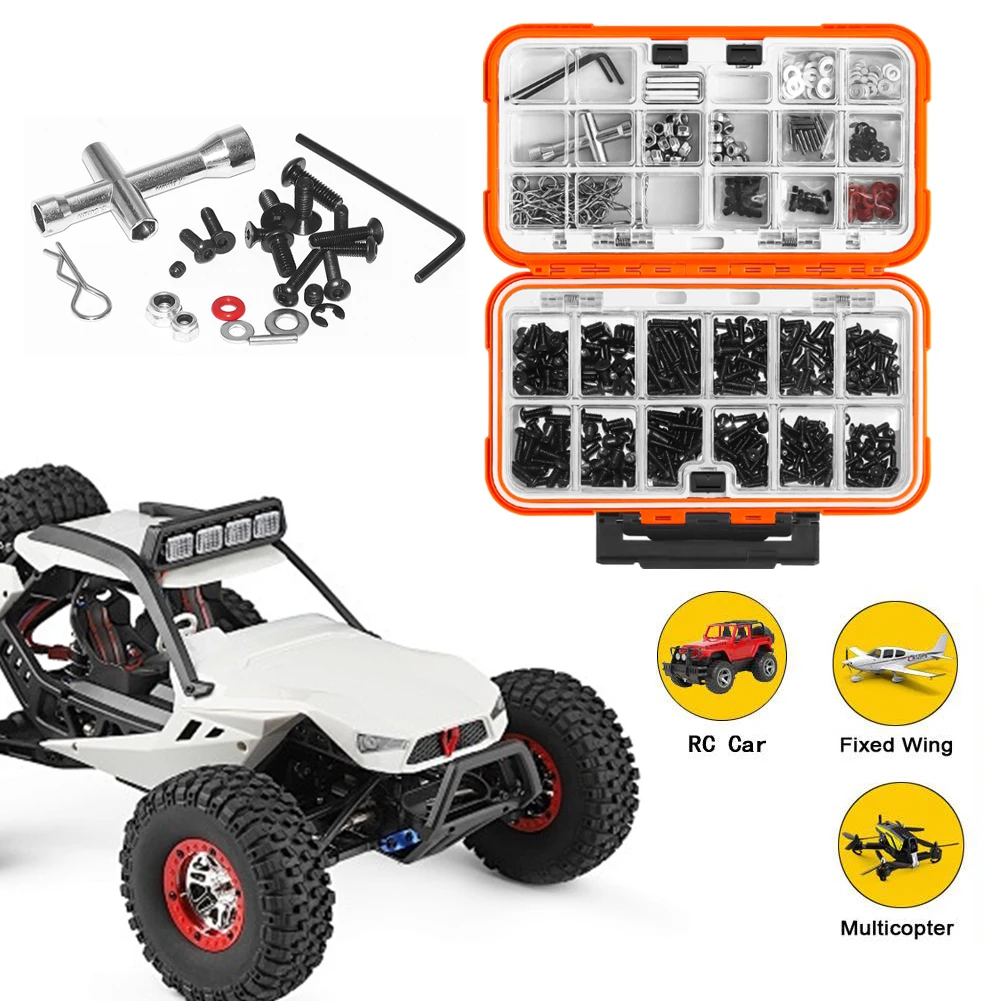 

537Pcs Universal RC Screw Kit with Double Side Organizer Screws Assortment Set for 1/8 1/10 1/12 1/16 Scale RC Cars Trucks