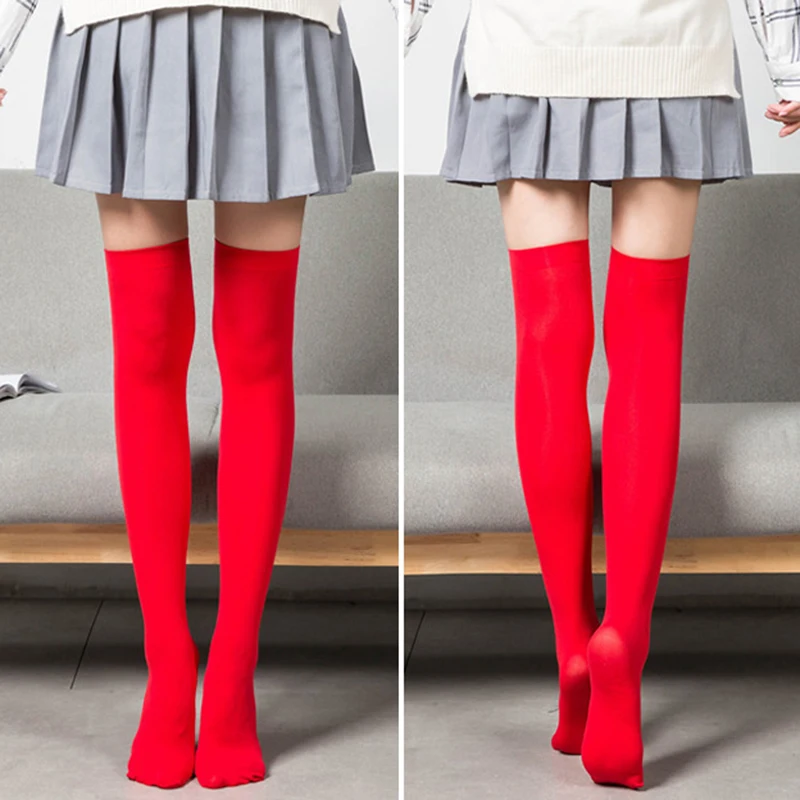 Sexy Black White Soild Color Long Socks Women Over Knee Thigh High Over The Knee Stockings Lolita Ladies Girls Warm Knee Socks