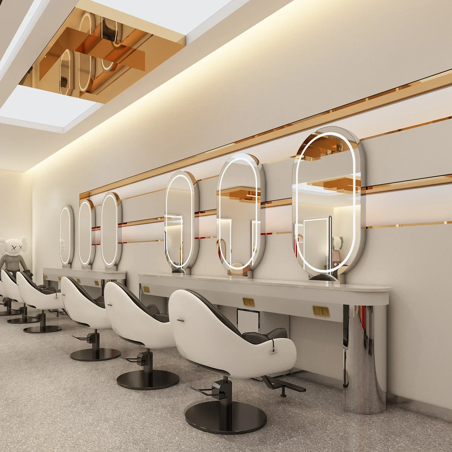 Зеркальный шкаф для салона LHair, интегрированный для парикмахерской, парикмахерской, зеркало с горячим крашением и подсветкой