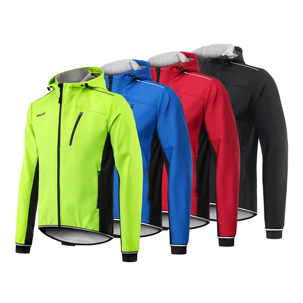 

Мужская термоветрозащитная водонепроницаемая велосипедная куртка, зимнее флисовое велосипедное пальто MTB со светоотражающими элементами