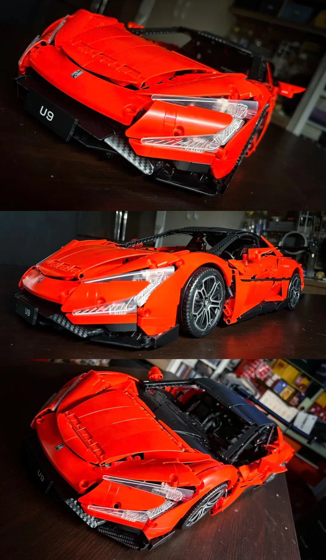 U9 Supersportwagen Technischer Baukasten 1:8 Maßstab Elektrischer Hypercar Konstruktions-Bausteine Modell DIY Montage-Spielzeug für Erwachsene – Detail 2
