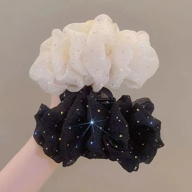 

Fashion Temperament Mesh Rhinestone Hair Clip for Women Korean Style Large Shark Clip Fashion Girl Hair Clamp Hair Accessories