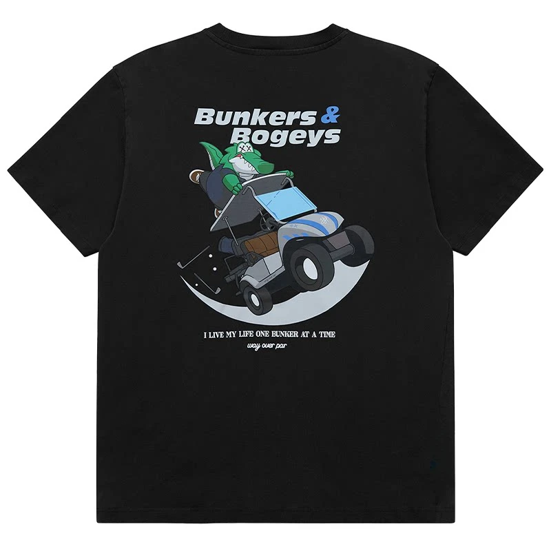 Cartoon Alligator Golf Cart Back Outdoor Casual Trendy Brand Graphic Tee Cotton Mens Womens T-Shirt Summer Streetwear