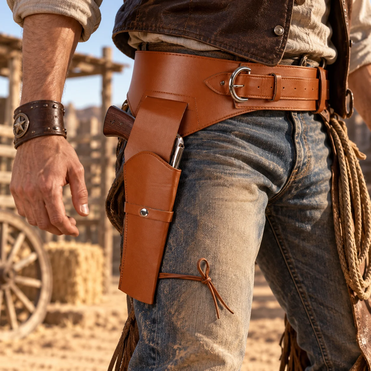 PU Adjustable Single Gun Belt Thigh Holsters for Halloween Cosplay Party Costume, Holder, Cowboy, Hunting Accessories