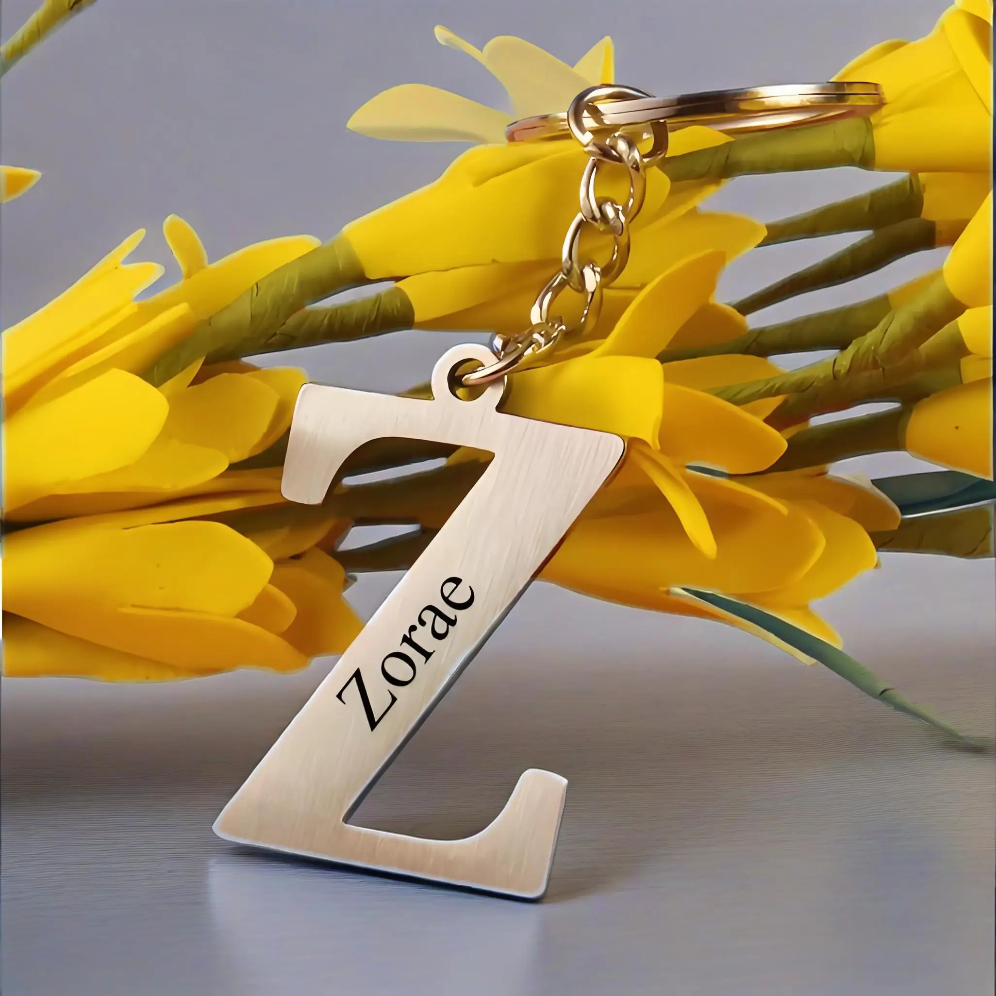 

Брелок с индивидуальной гравировкой и начальной буквой, персонализированный брелок для ключей с алфавитом из нержавеющей стали, модный аксессуар для сумки и автомобиля