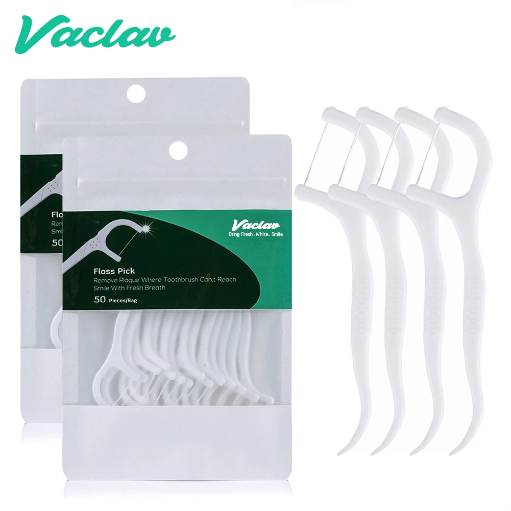 50/100Pcs Dental Floss Picks Plastic for Adults & Kids Wax-Free Floss Softly Fits Gum Effectively Removes Residue Between Teeth