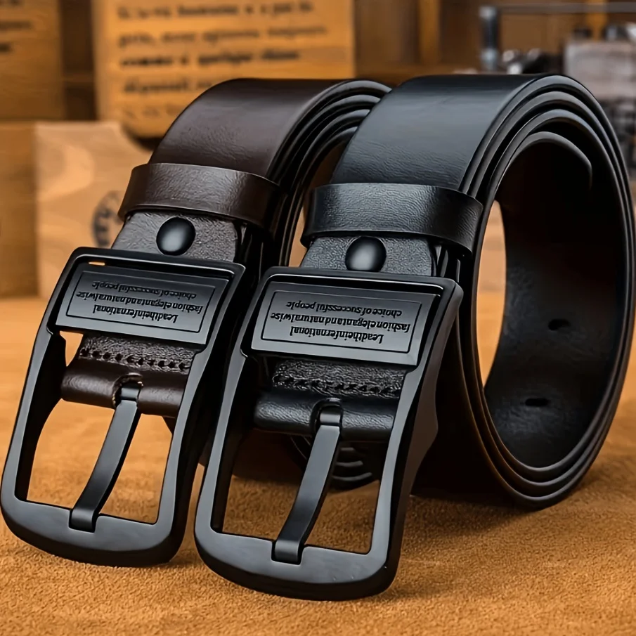 Men'S Belt, Black Buckle - Adjustable Vintage Reversible Design, Durable Classic Style, Suitable for Business And Casual Occasions, Business Casual Belt | Classic Belt Design | Durable Belt